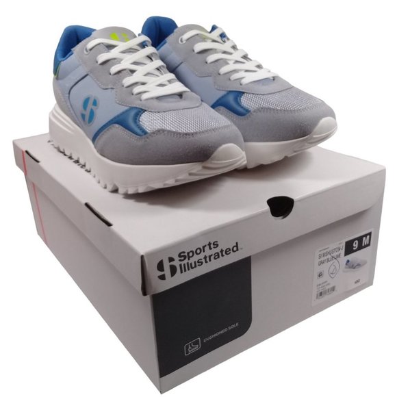 Sports Illustrated Mens NEW Mshuston-J Cushioned Sole Gray/Blue/Lime Sneakers 9 - Picture 1 of 15